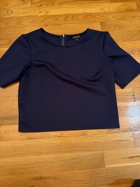 Express Navy Short-Sleeve Cropped Top